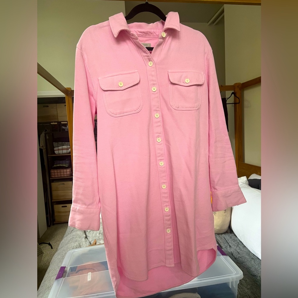 Outerknown Chrome Blanket Shirt Dress - Soft Lilac - Size Medium